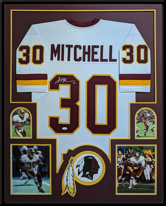 Framed Washington Brian Mitchell Autographed Signed Jersey Jsa Coa
