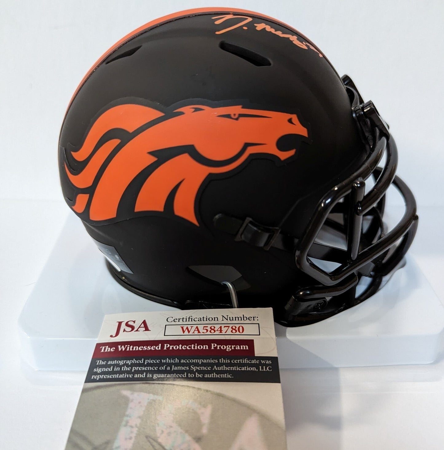 Denver Broncos Damarri Mathis Autographed Signed Eclipse Mini Helmet Jsa Coa