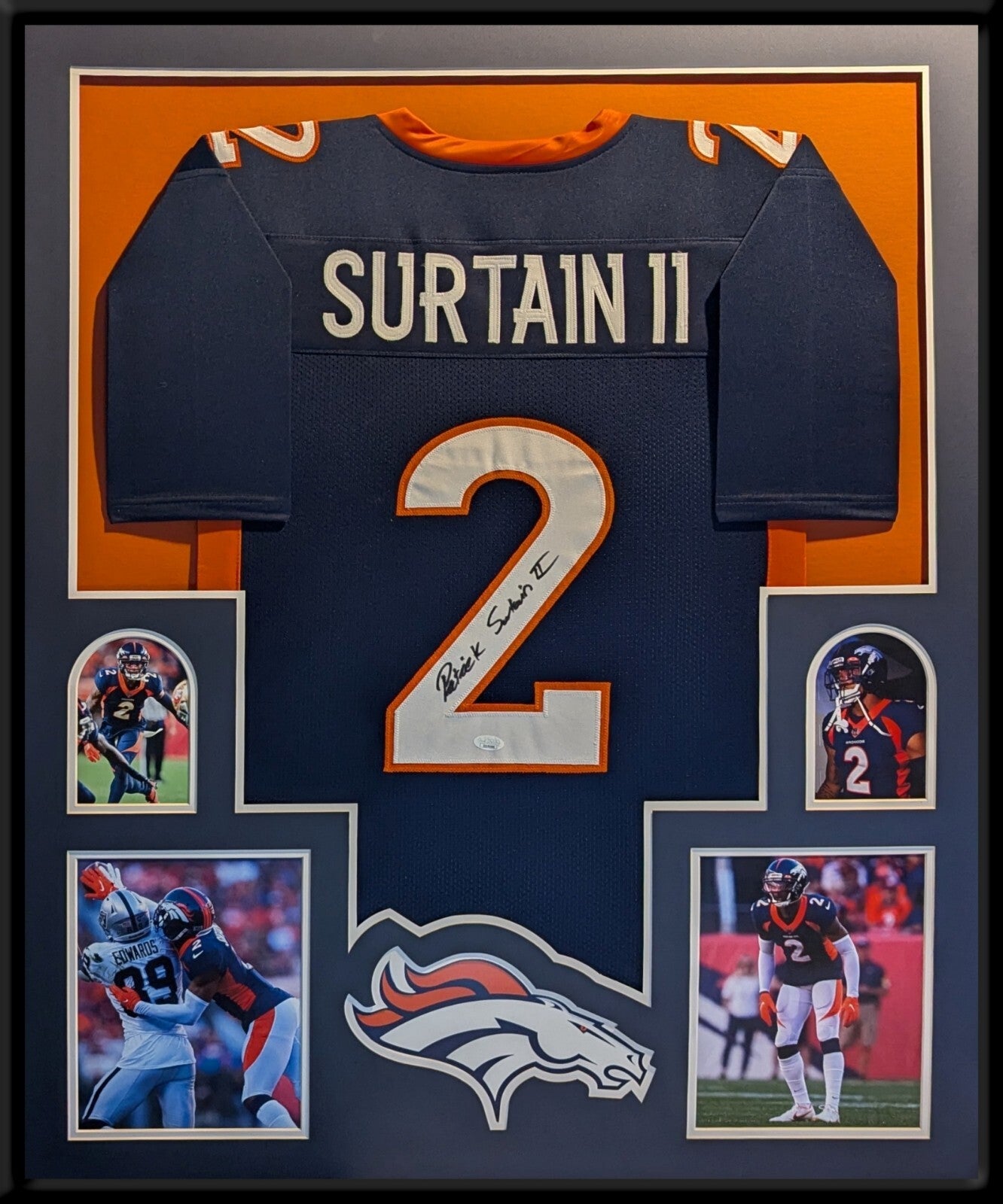 Framed Denver Broncos Pat Surtain Ii Autographed Signed Jersey Jsa Coa