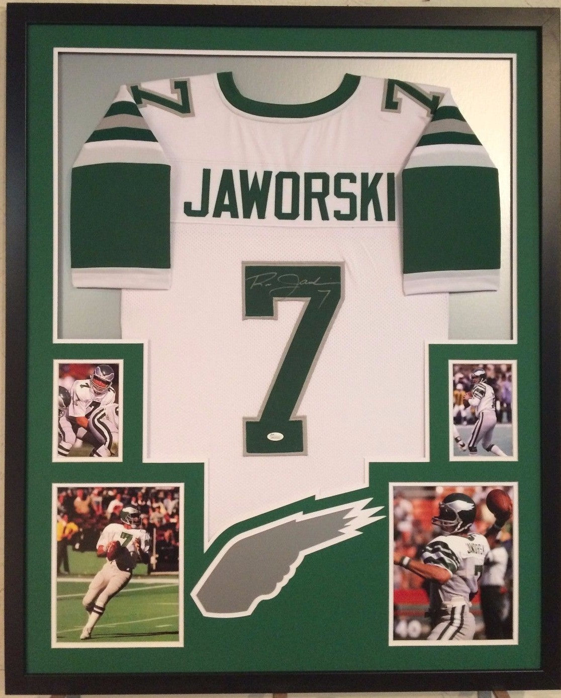 Framed Ron Jaworski Autographed Signed Philadelphia Eagles Jersey Jsa Coa