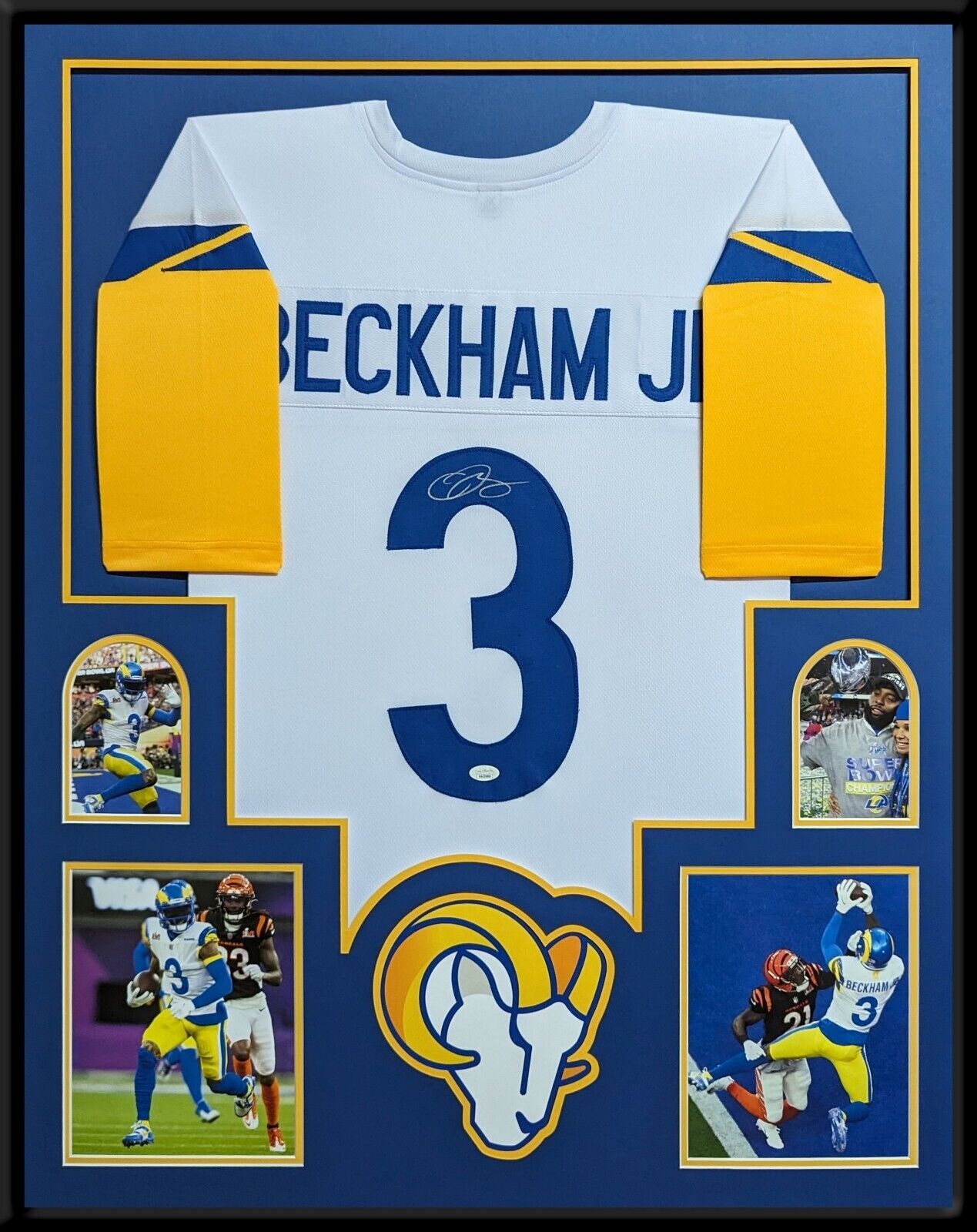 MVP Authentics Framed Los Angeles Rams Odell Beckham Jr Autographed Signed Jersey Jsa Coa 495 sports jersey framing , jersey framing