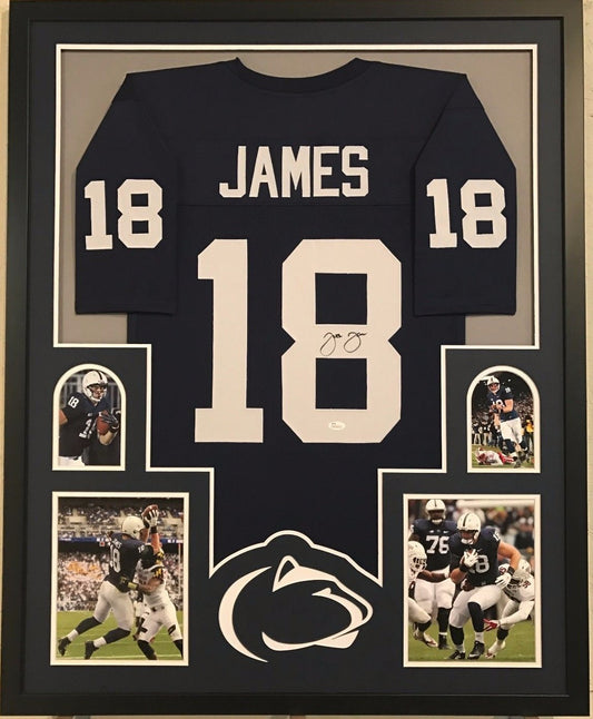 Framed Jesse James Autographed Signed Penn State Jersey Jsa Coa