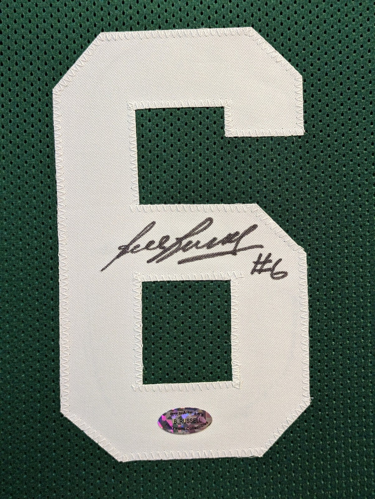 Suede Framed Boston Celtics Bill Russell Autograph Signed Jersey Hollywood Holo