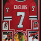 Framed Chicago Blackhawks Chris Chelios Autographed Inscribed Jersey Beckett Coa