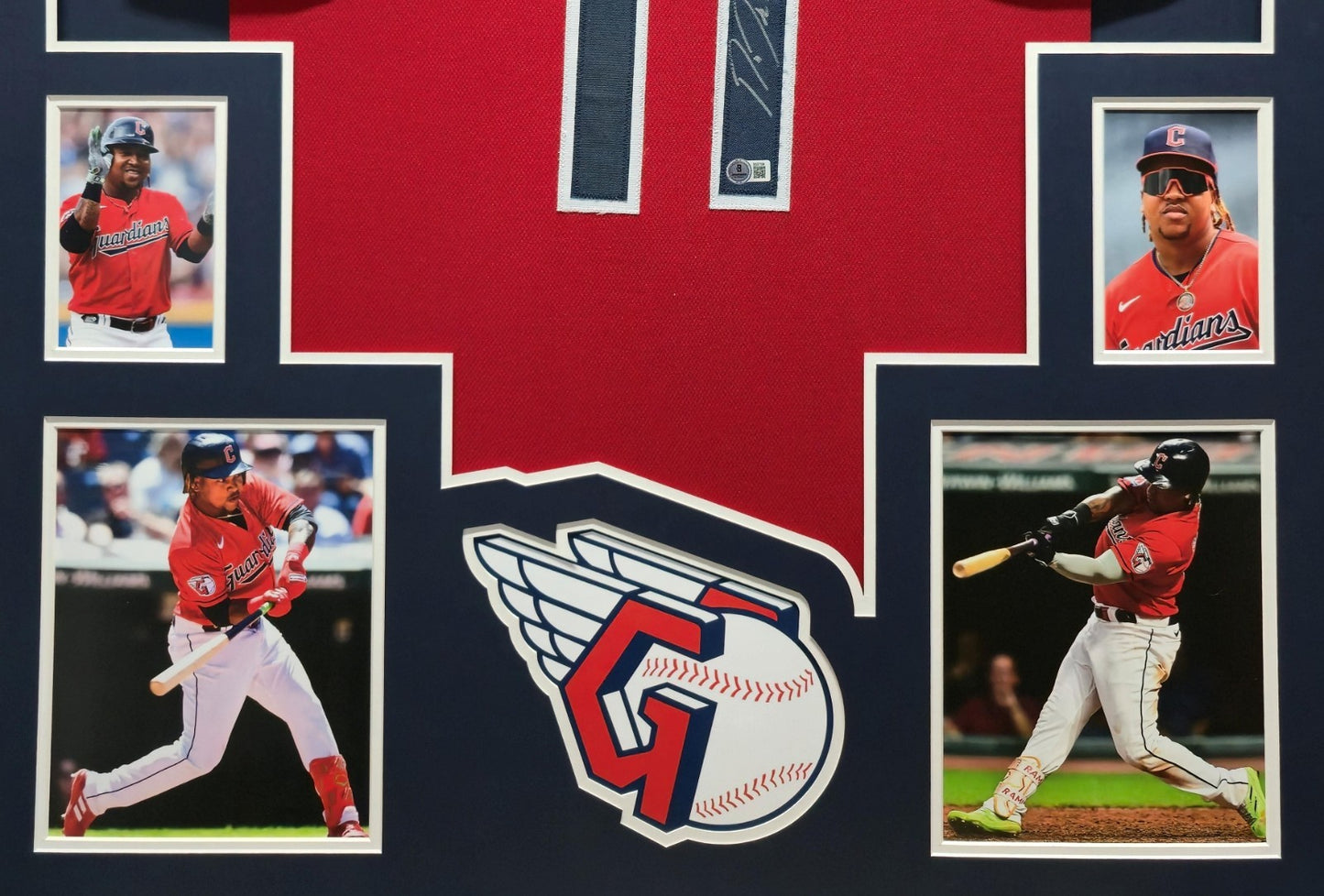 Framed Cleveland Guardians Jose Ramirez Autographed Signed Jersey Beckett Holo