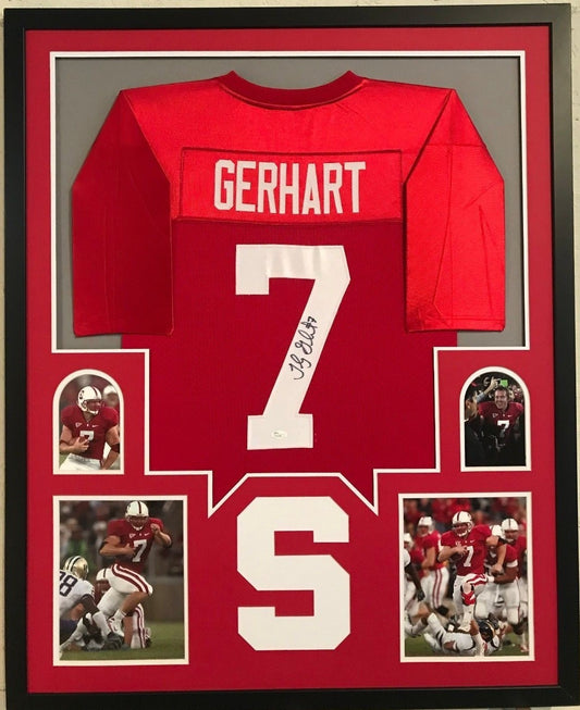 Framed Toby Gerhart Autographed Signed Stanford Cardinals Jersey Jsa Coa