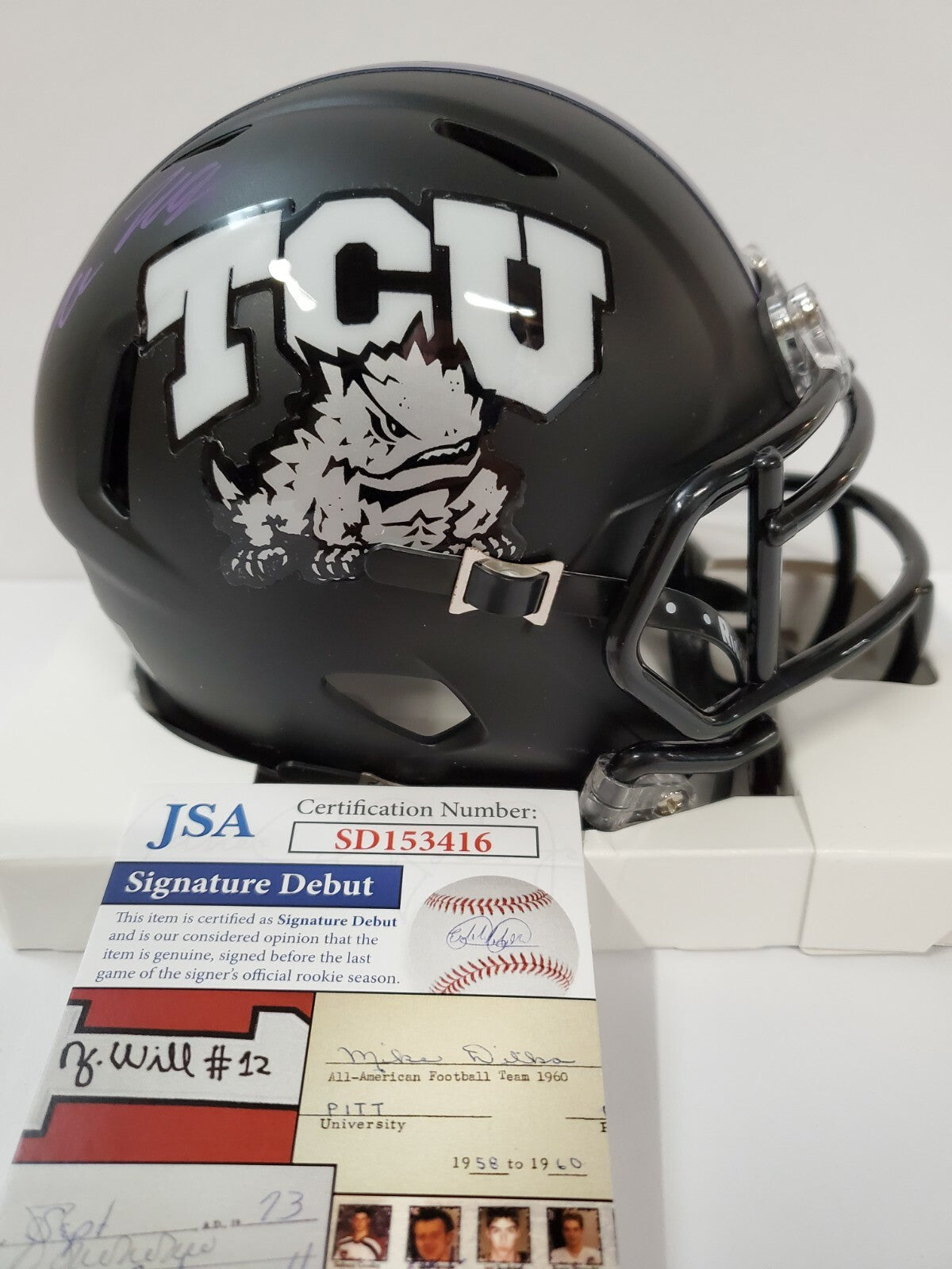 Tcu Horned Frogs Tre'von Moehrig Autographed Speed Mini Helmet Jsa Coa