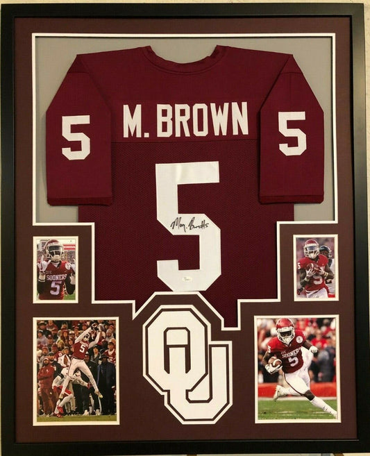 Framed Oklahoma Sooners Marquise Brown Autographed Signed Jersey Jsa Coa