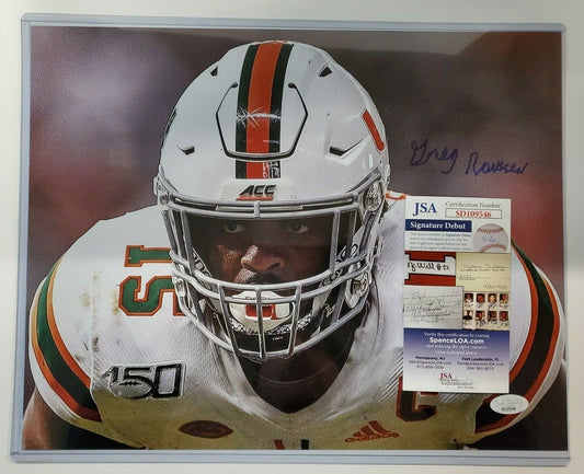 Greg Rousseau Autographed Signed Miami Hurricanes 11X14 Photo Jsa Coa