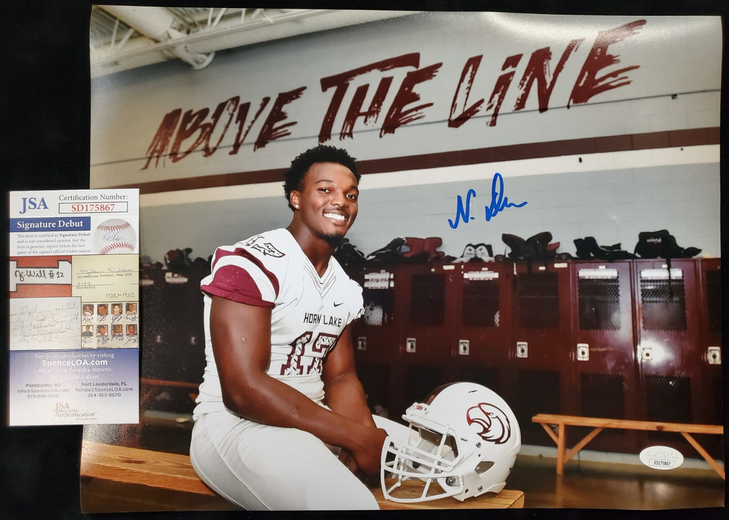 Horn Lake Eagles Nakobe Dean Autographed Signed 11X14 Photo Jsa Coa