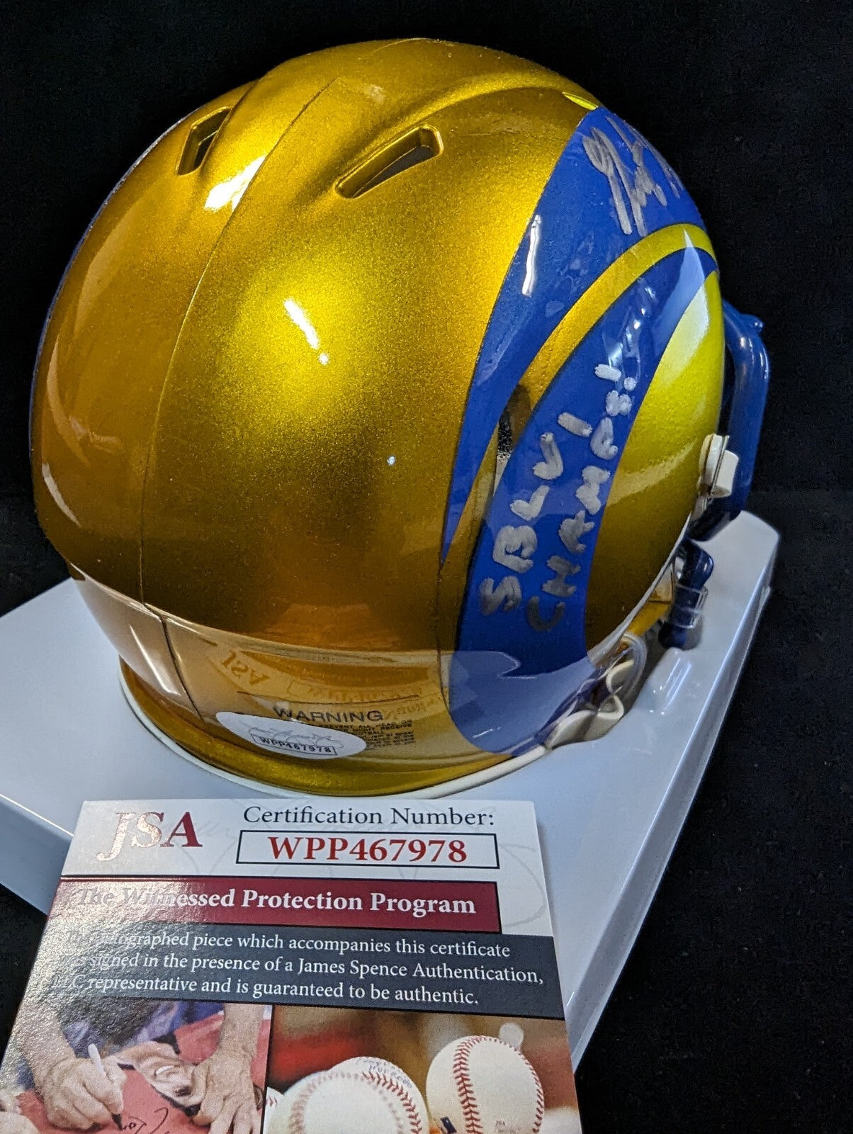 Los Angeles Rams Grant Haley Autographed Inscribed Flash Mini Helmet Jsa Coa