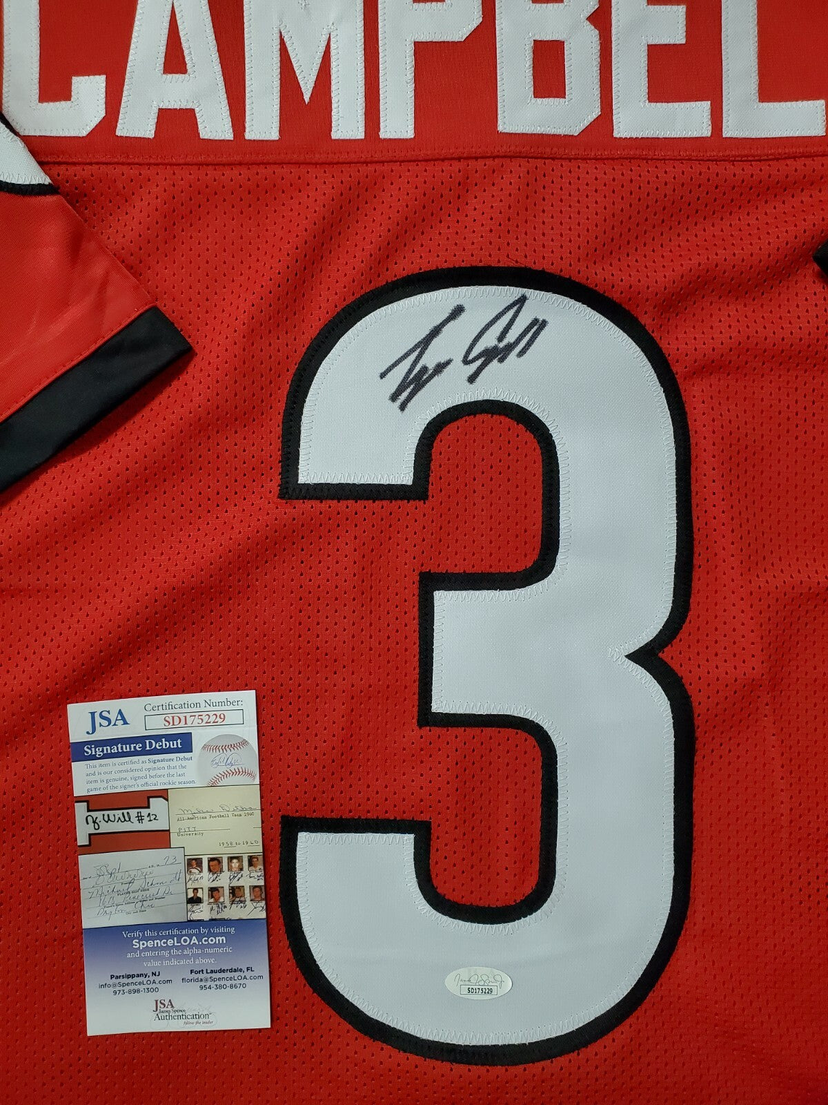 Georgia Bulldogs Tyson Campbell Autographed Signed Jersey Jsa Coa