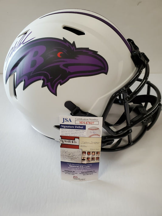 Baltimore Ravens Odafe Oweh Signed Full Size Lunar Replica Helmet Jsa Coa