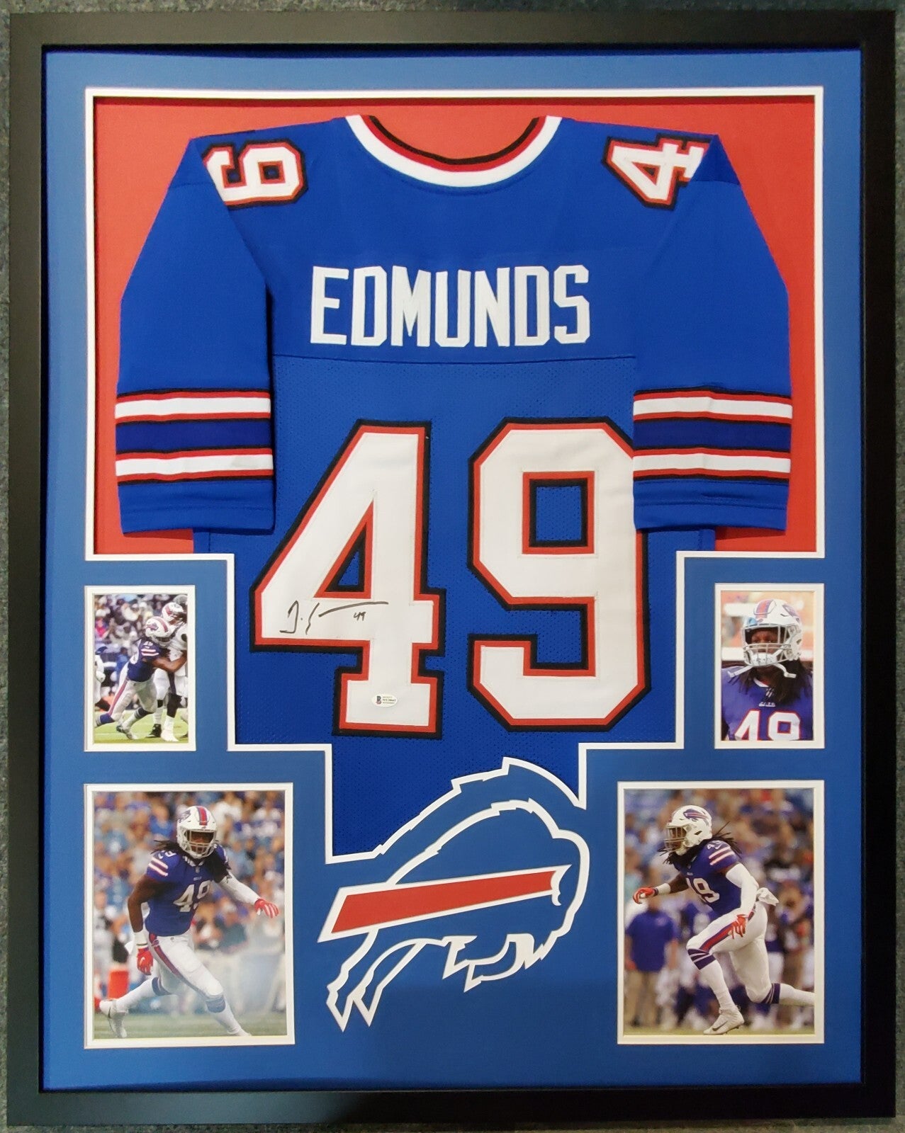 Framed Tremaine Edmunds Autographed Signed Buffalo Bills Jersey Beckett Coa