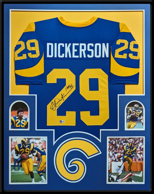 MVP Authentics Custom Framed Los Angeles Rams Eric Dickerson Autographed Jersey Beckett Holo 449.10 sports jersey framing , jersey framing