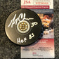 Gerry Cheevers Autographed Signed Inscribed Boston Bruins Logo Puck Jsa Coa