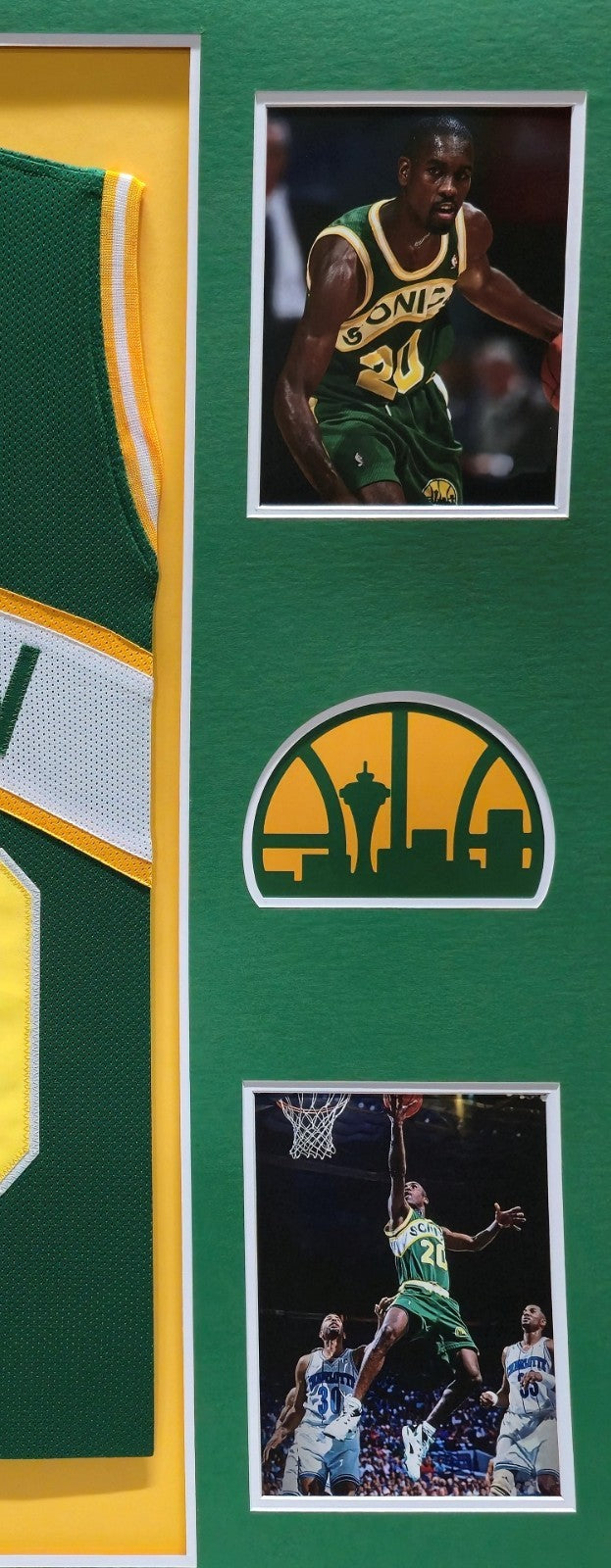 Framed Gary Payton Autographed Signed Seattle Supersonics Jersey Beckett Holo