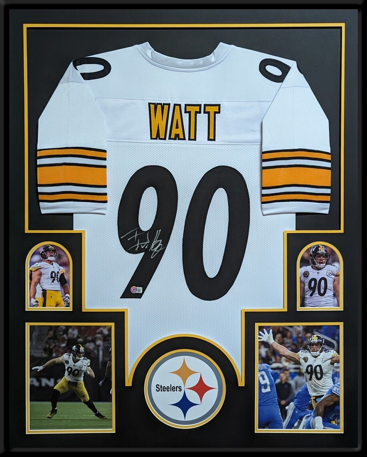 MVP Authentics Framed Pittsburgh Steelers Tj Watt Autographed Signed Jersey Beckett Coa 539.10 sports jersey framing , jersey framing