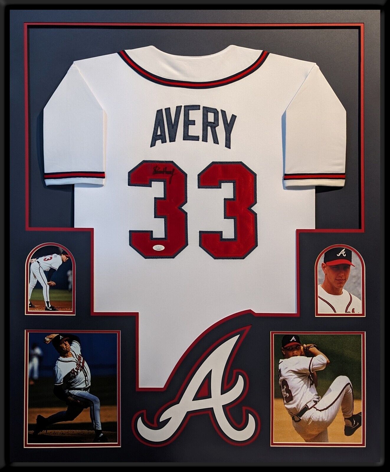 MVP Authentics Framed Atlanta Braves Steve Avery Autographed Signed Jersey Jsa Coa 405 sports jersey framing , jersey framing