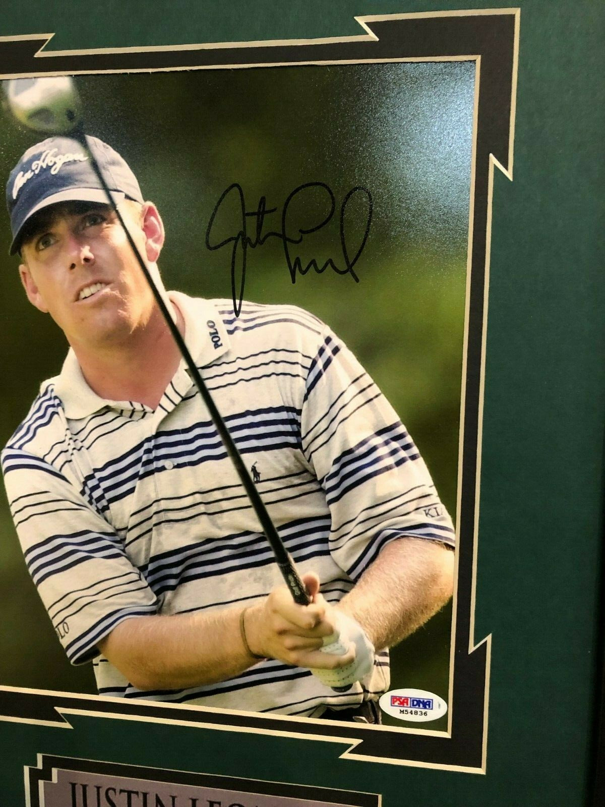 Framed Signed Autographed Justin Leonard 8X10 Photo Psa Coa