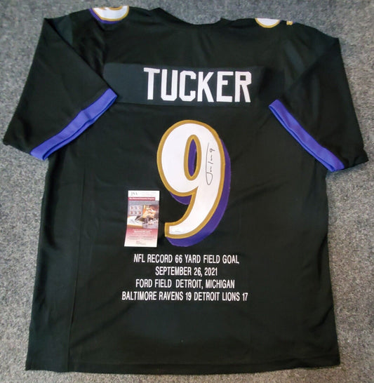 Baltimore Ravens Justin Tucker Autographed Signed Stat Jersey Jsa Coa