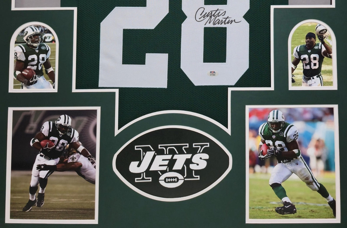 Framed New York Jets Curtis Martin Autographed Signed Jersey Psa Coa