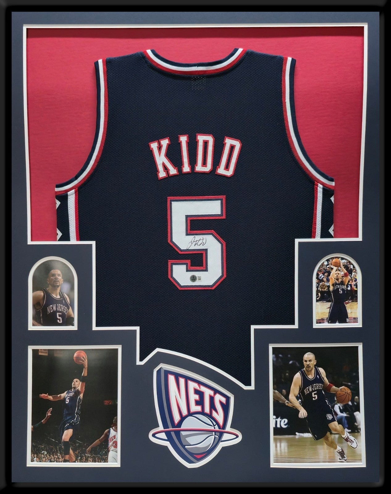 Framed New Jersey Nets Jason Kidd Autographed Signed Jersey Beckett Holo