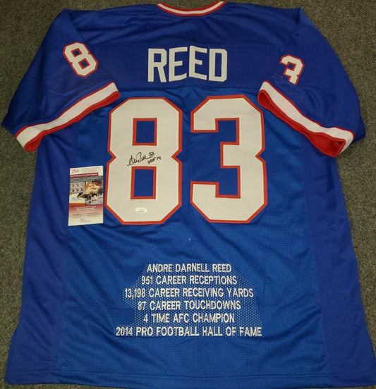 Buffalo Bills Andre Reed Autographed Signed Stat Jersey Jsa  Coa