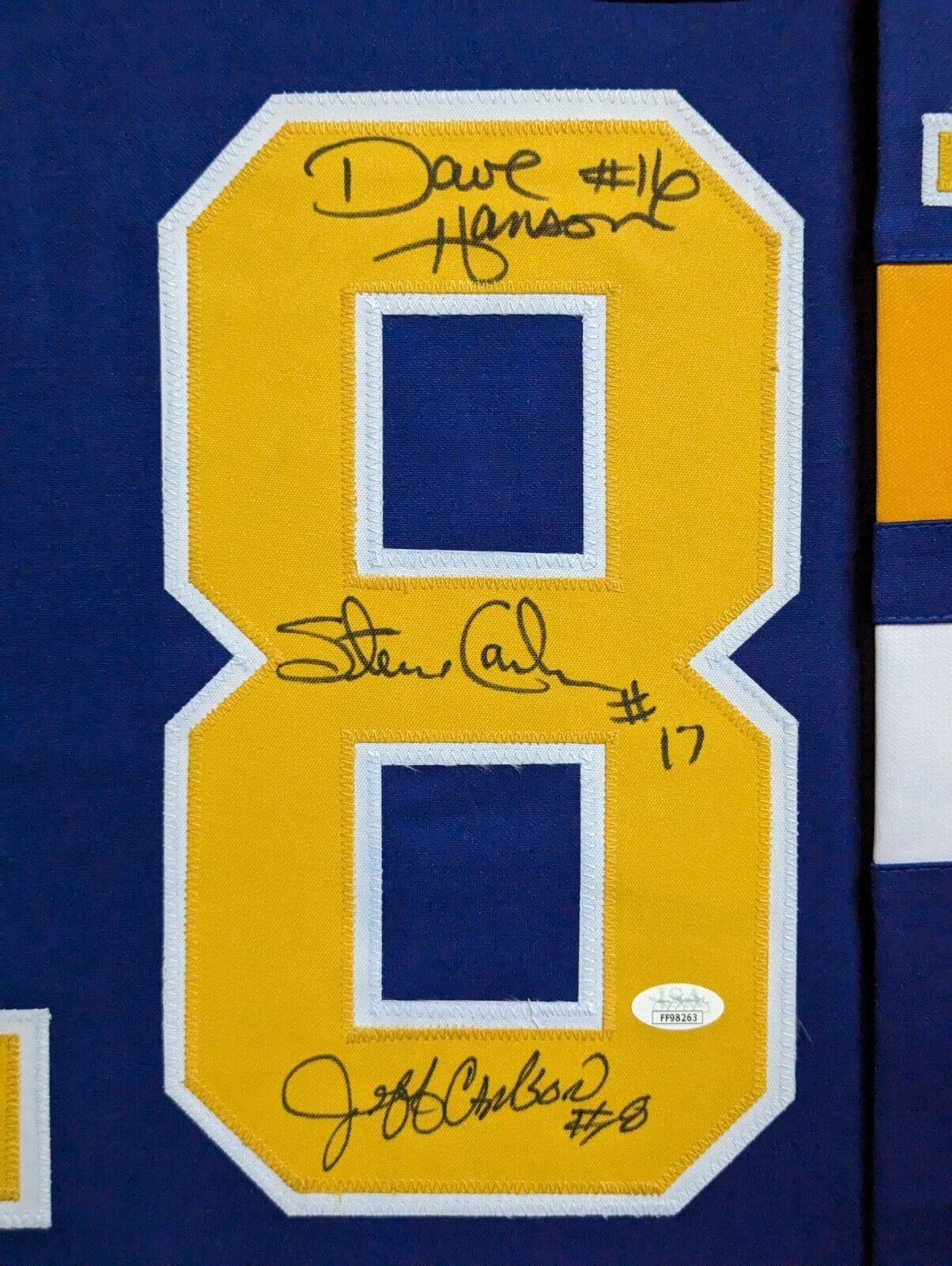 MVP Authentics Framed Hanson Brothers Autographed Slapshot Charlestown Chiefs Jersey Jsa Coa 675 sports jersey framing , jersey framing