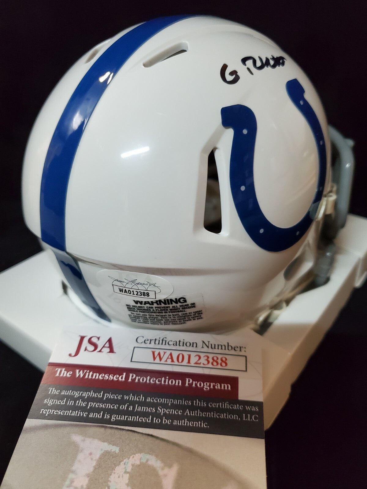 Indianapolis Colts Gary Brackett Autographed Signed Speed Mini Helmet Jsa Coa