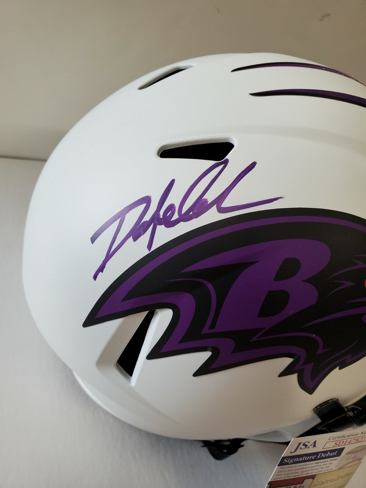Baltimore Ravens Odafe Oweh Signed Full Size Lunar Replica Helmet Jsa Coa