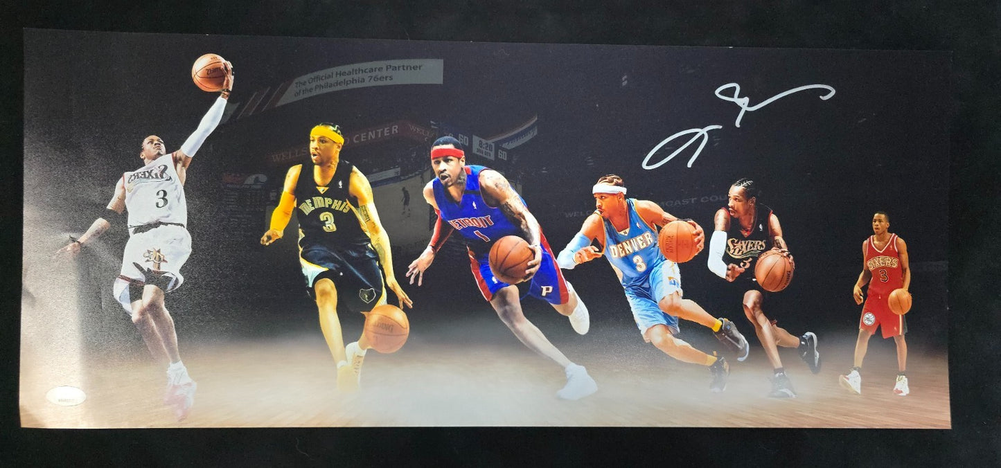 Career Montage Allen Iverson Autographed Signed 10X23 Panoramic Photo Jsa Cert