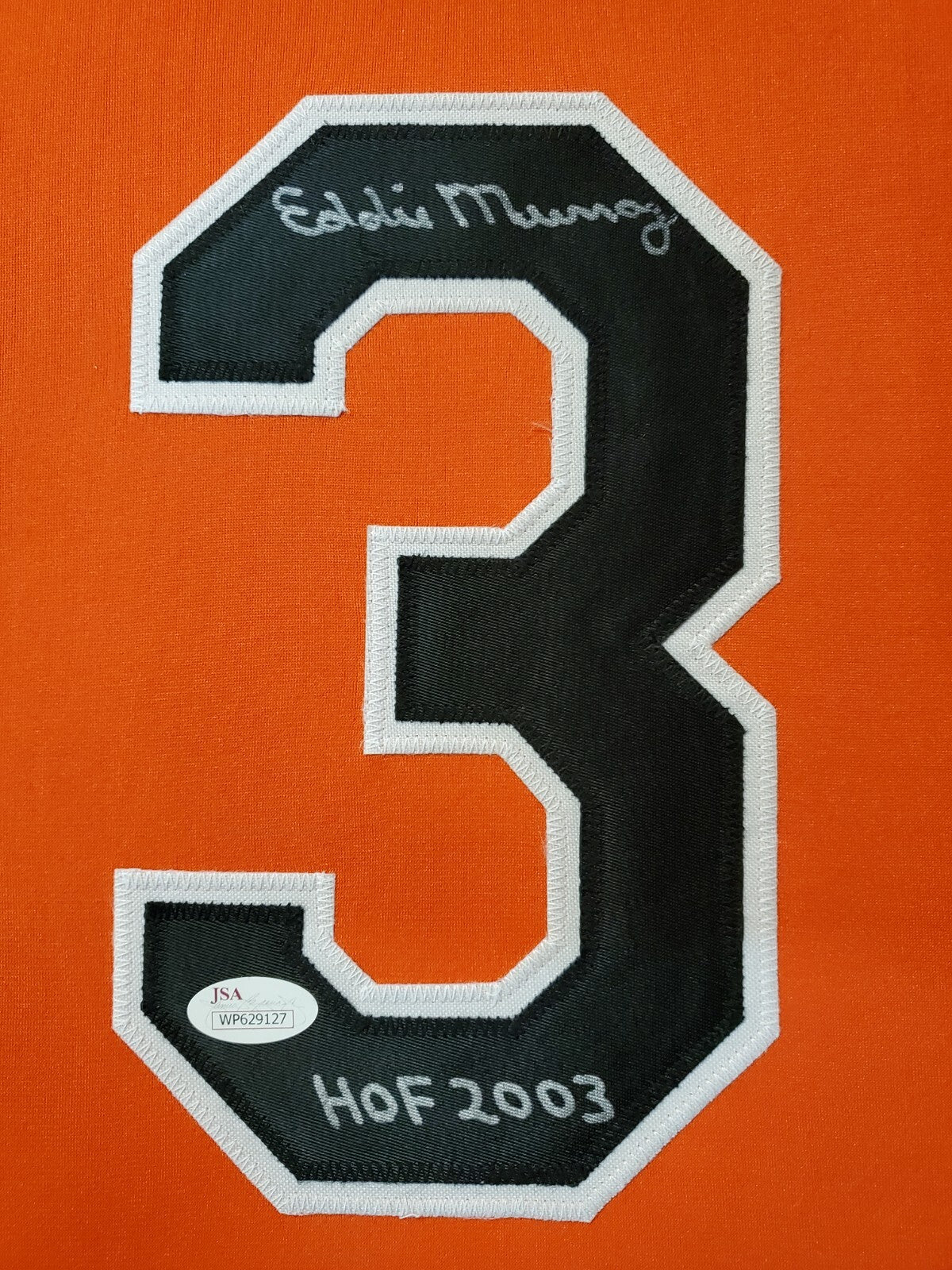 Framed Suede Baltimore Orioles Eddie Murray Signed Inscribed Jersey Jsa Coa