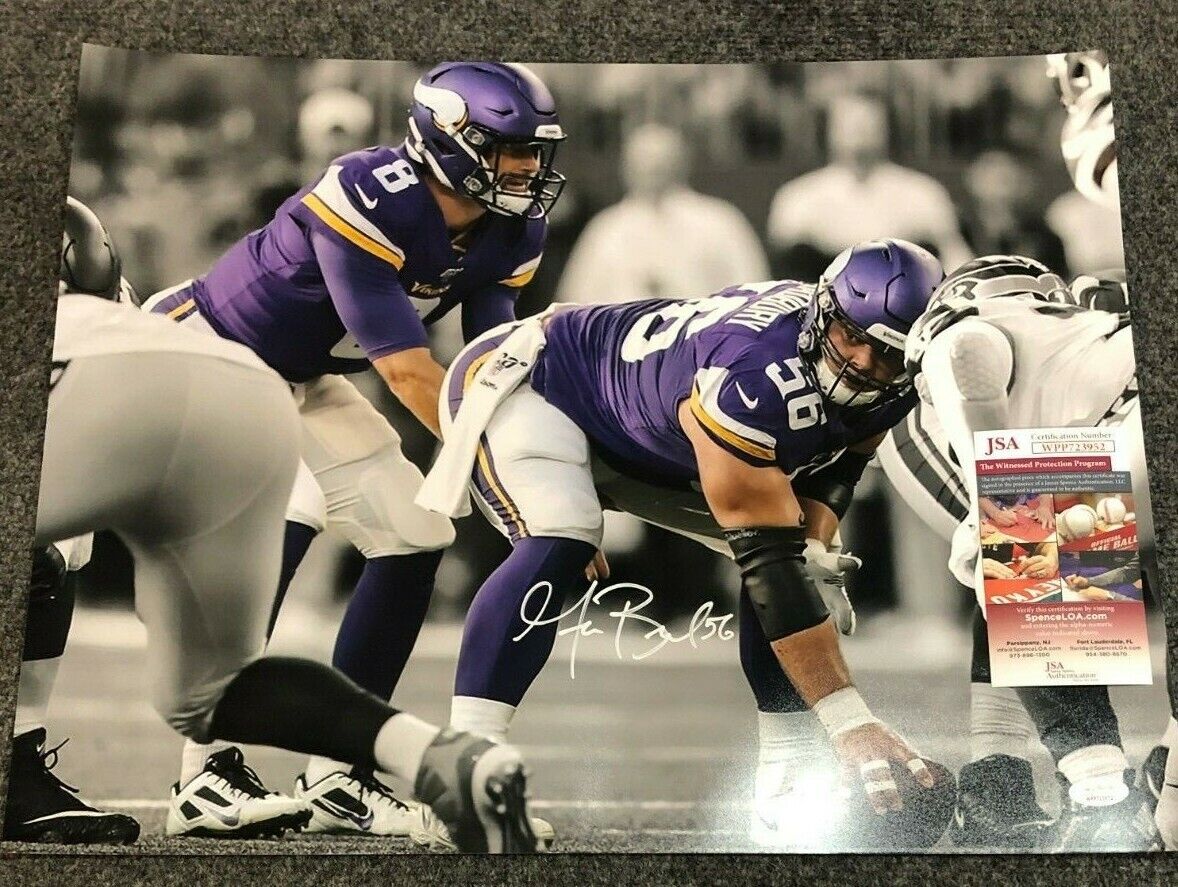 MVP Authentics Minnesota Vikings Garrett Bradbury Autographed Signed 16X20 Photo Jsa  Coa 71.10 sports jersey framing , jersey framing