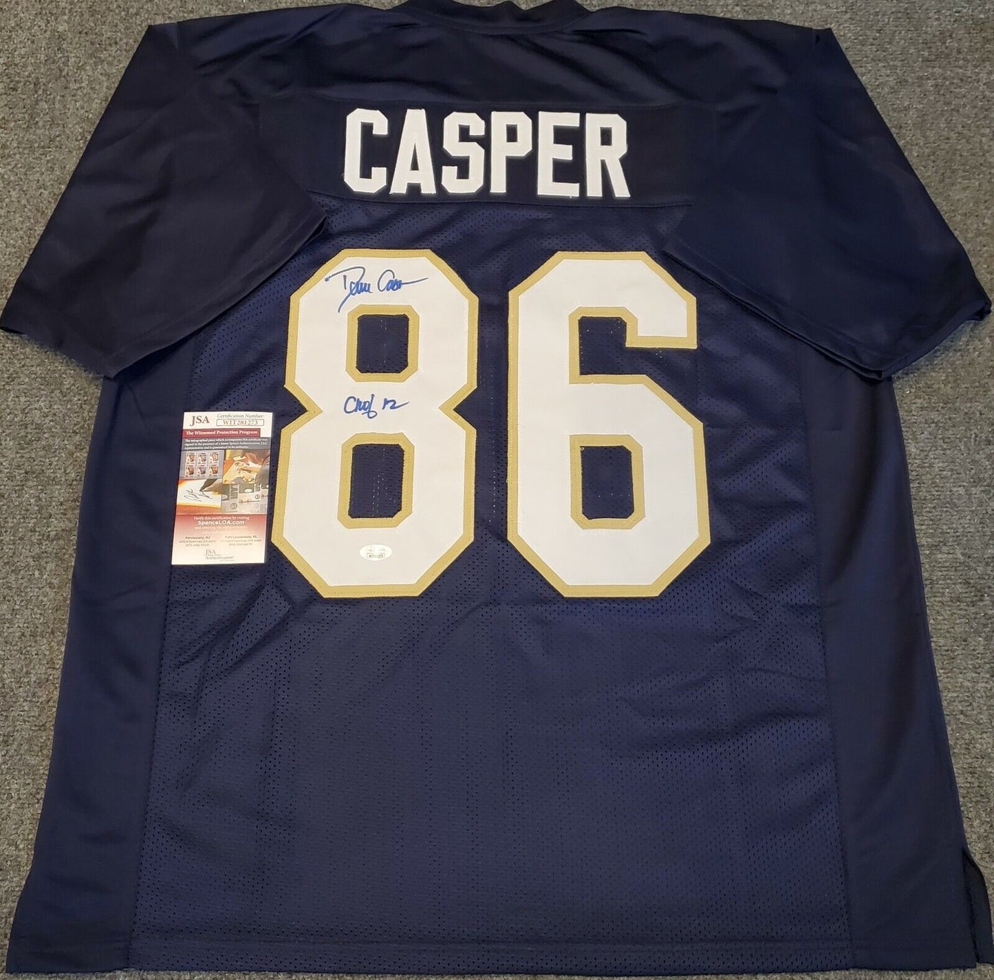 MVP Authentics Notre Dame Dave Casper Autographed Signed Inscribed Jersey Jsa Coa 107.10 sports jersey framing , jersey framing