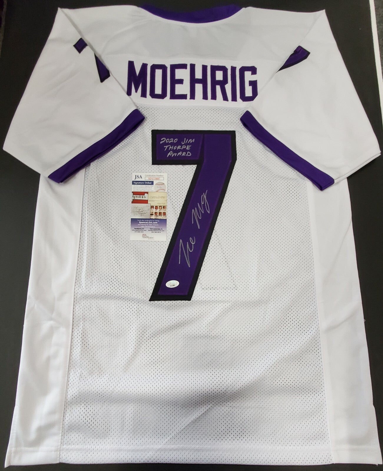 Tcu Horned Frogs Tre'von Moehrig Autographed Signed Inscribed Jersey Jsa Coa