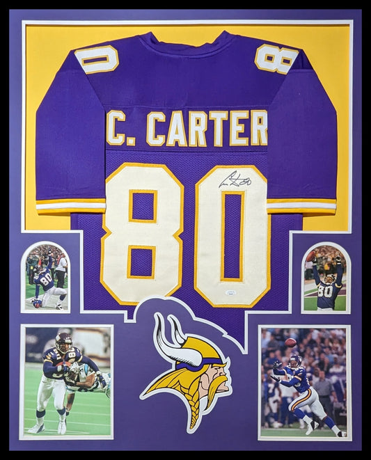 Framed Minnesota Vikings Cris Carter Autographed Signed Jersey Jsa Coa