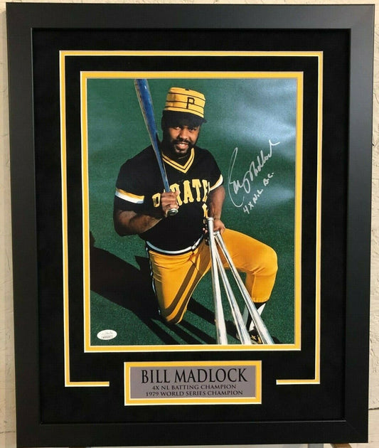 MVP Authentics Framed Bill Madlock Signed Inscribed Pittsburgh Pirates 11X14 Photo Jsa Coa 89.10 sports jersey framing , jersey framing