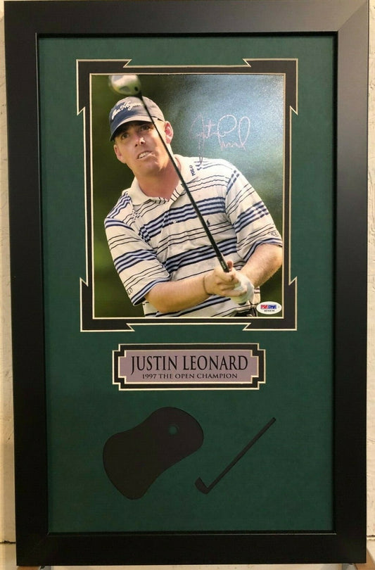 Framed Signed Autographed Justin Leonard 8X10 Photo Psa Coa
