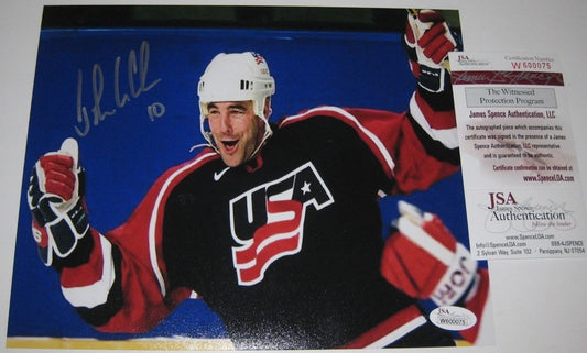 John Leclair Autographed Signed Usa Hockey 8X10 Photo Jsa  Coa