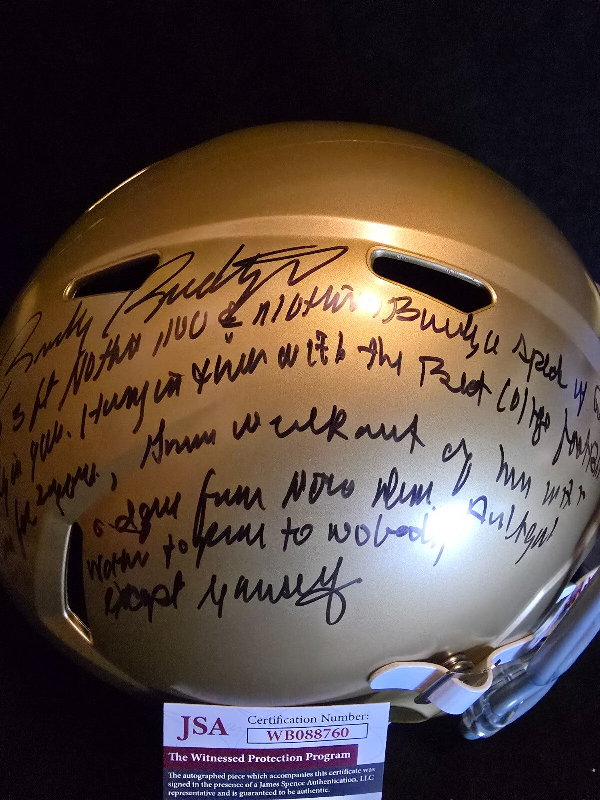 Notre Dame Fighting Irish Rudy Ruettiger Speech Full Size Replica Helmet Jsa