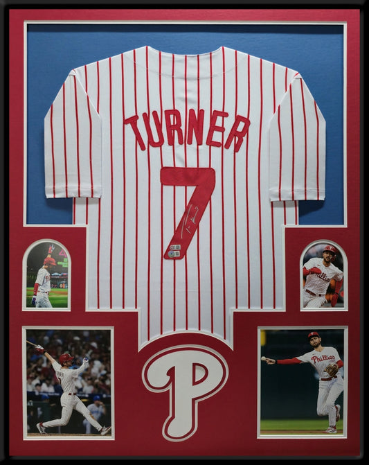 Framed Philadelphia Phillies Trea Turner Autographed Signed Jersey Fanatics Holo