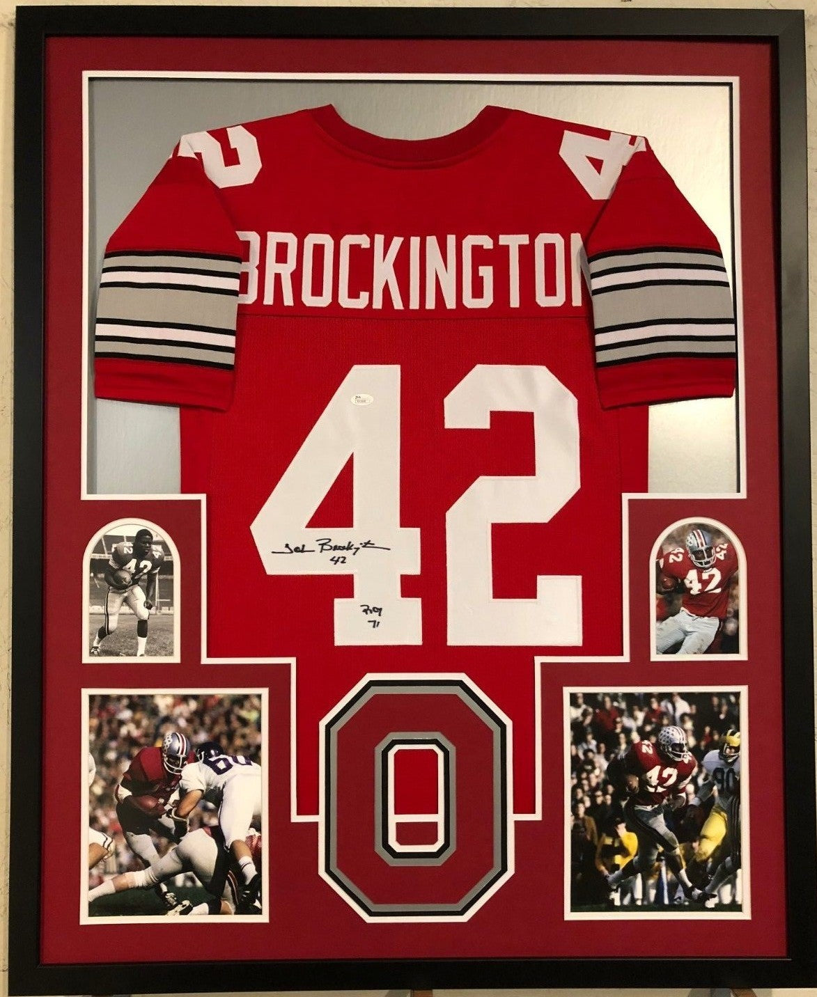 Framed Ohio State Buckeyes John Brockington Autographed Signed Jersey Jsa Coa