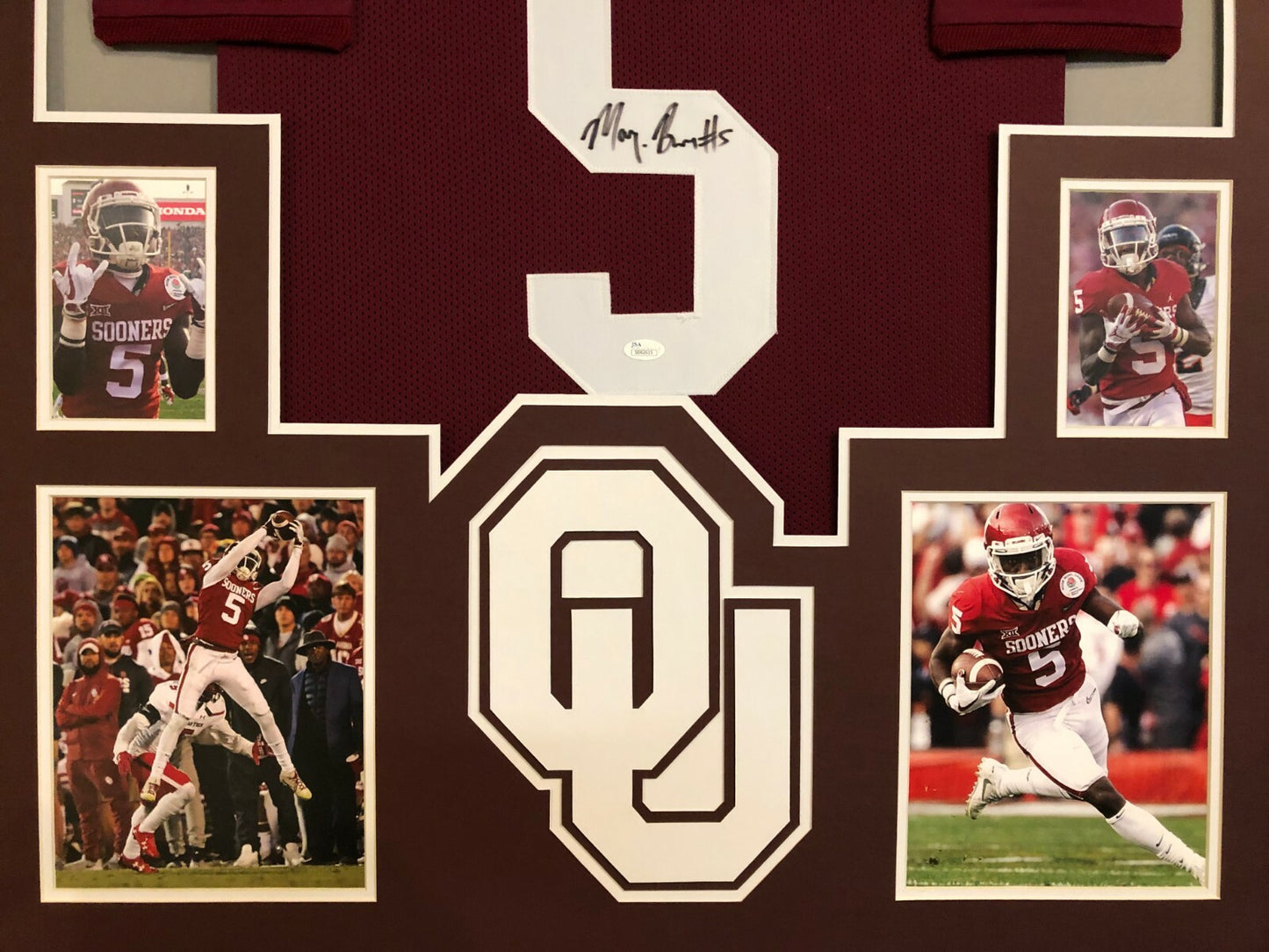 Framed Oklahoma Sooners Marquise Brown Autographed Signed Jersey Jsa Coa