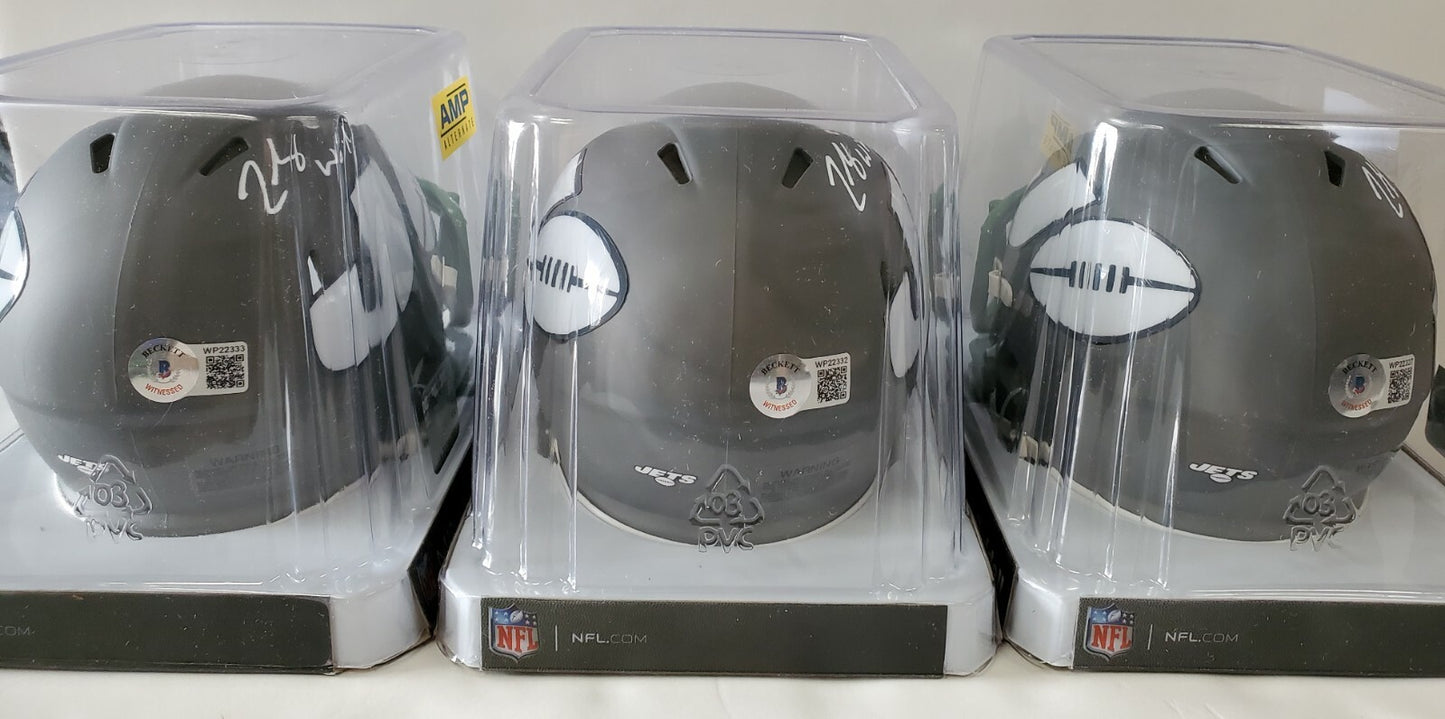 N.Y. Jets Zach Wilson Autographed Signed Amp Alternate Mini Helmet Beckett Holo