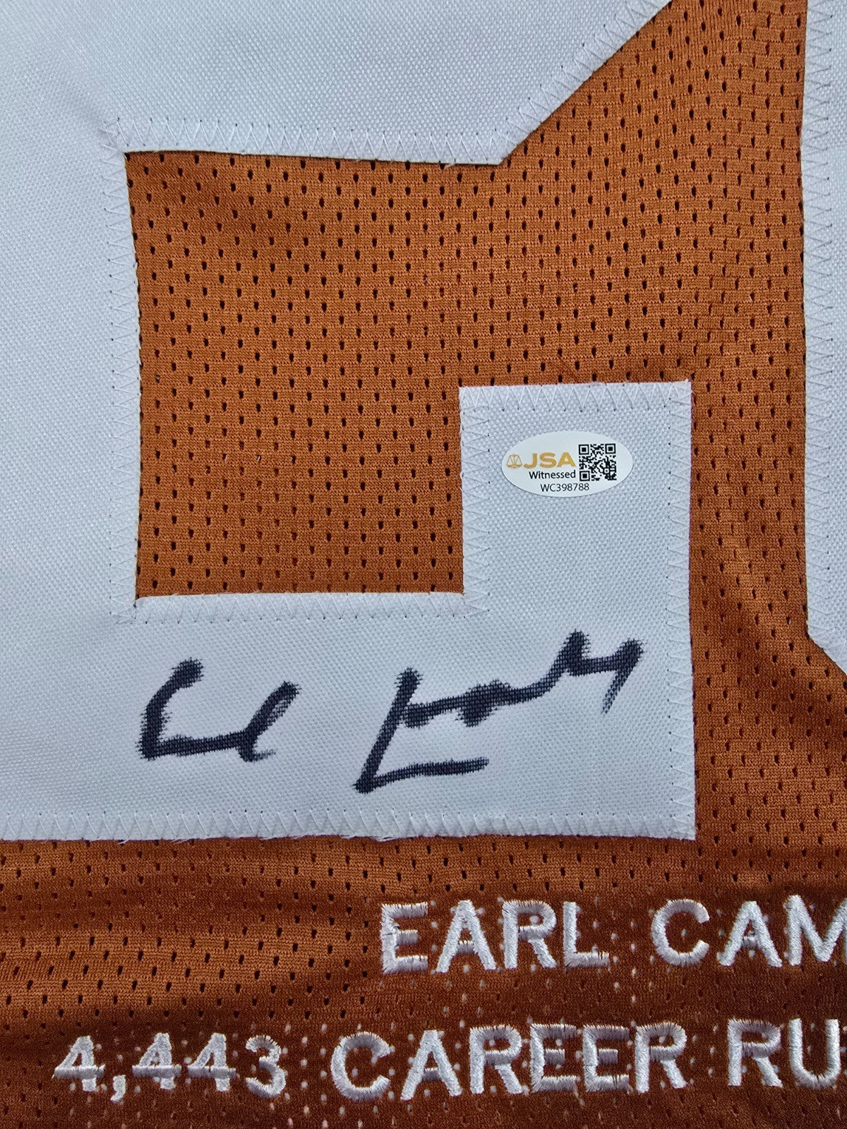 Texas Longhorns Earl Campbell Signed Autographed Stat Jersey Jsa Coa