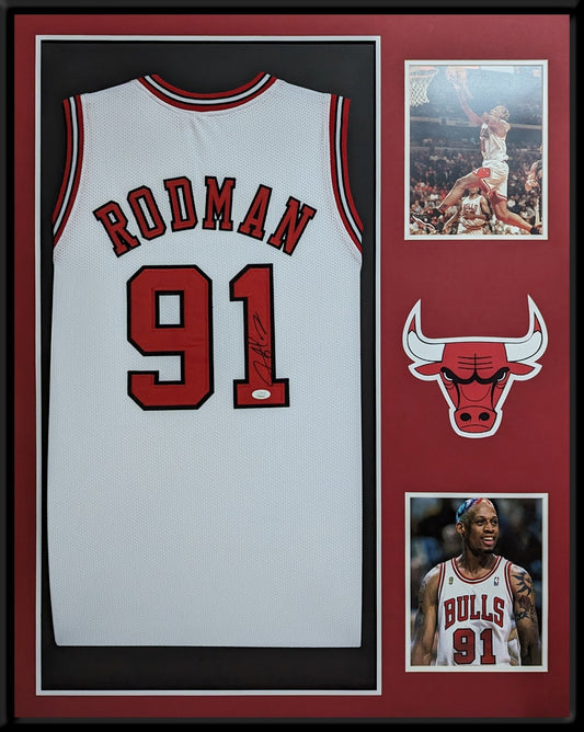 Framed Chicago Bulls Dennis Rodman Autographed Signed Jersey Jsa Coa