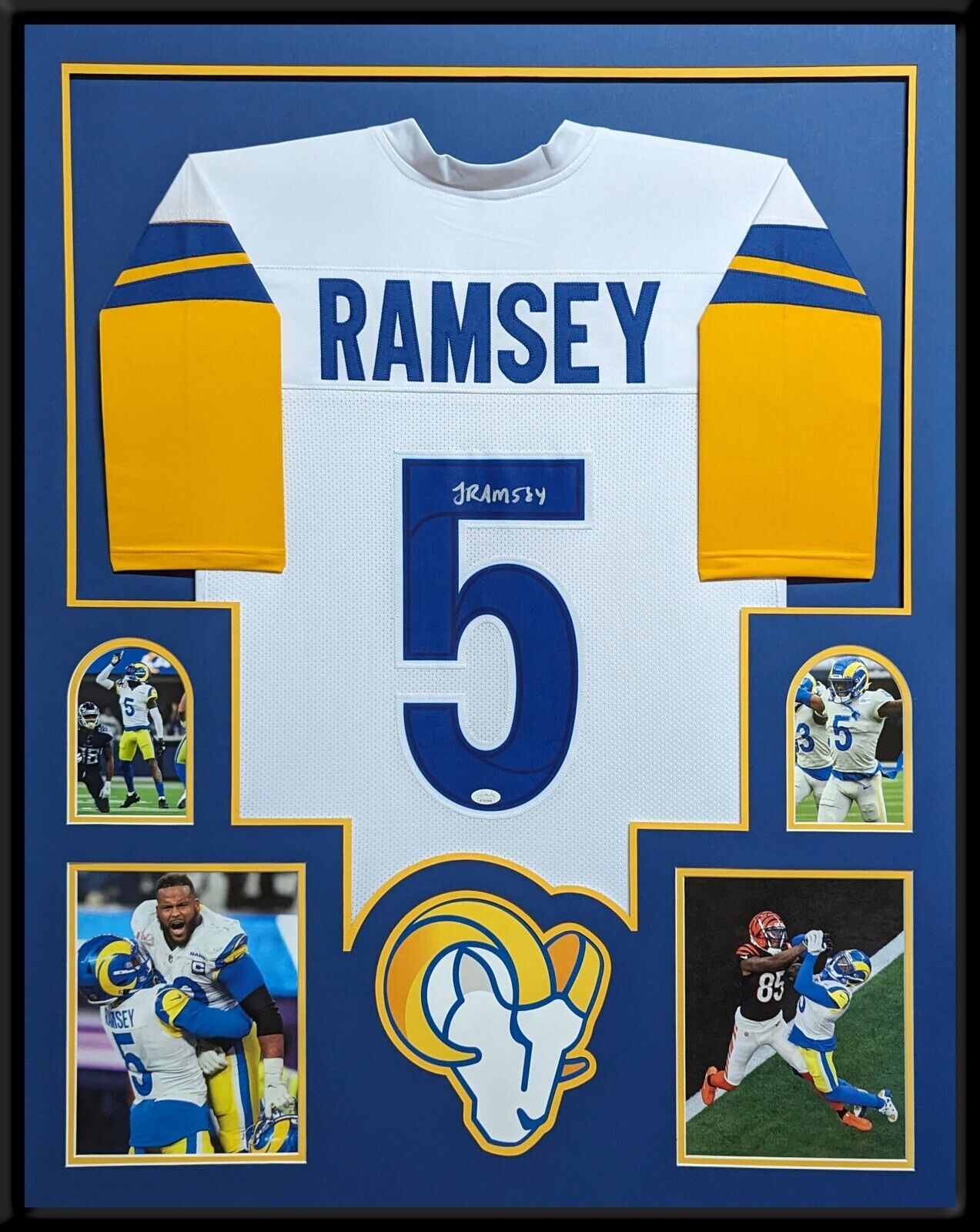 MVP Authentics Framed Los Angeles Rams Jalen Ramsey Autographed Signed Jersey Jsa Coa 540 sports jersey framing , jersey framing