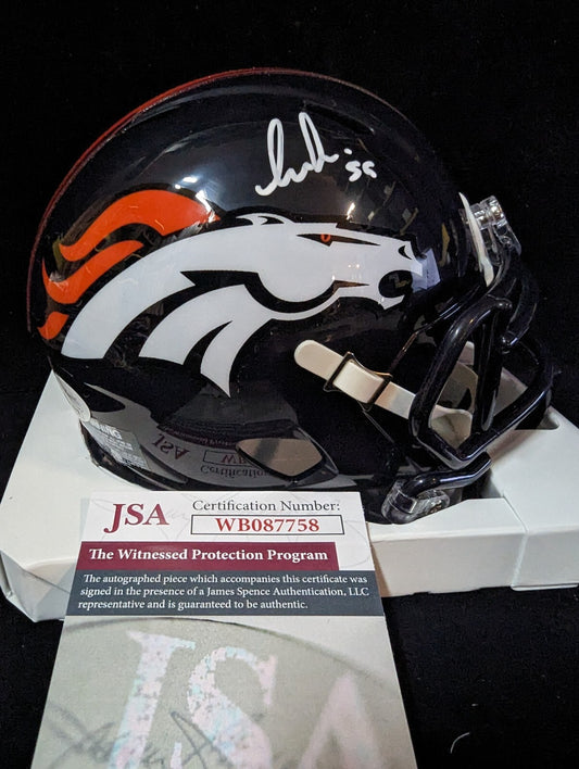 Denver Broncos Thomas Incoom Autographed Speed Mini Helmet Jsa Coa