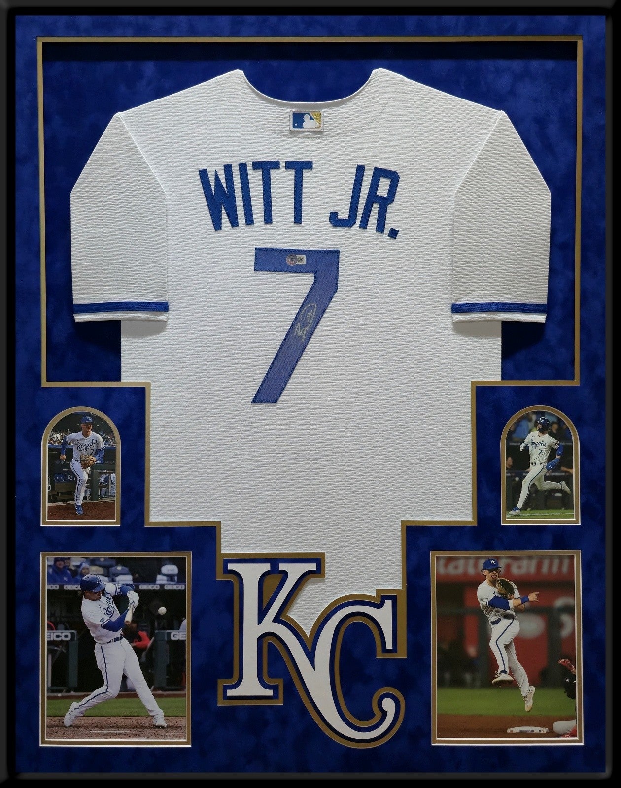 Suede Framed Kansas City Royals Bobby Witt Autographed Signed Jersey Beckett Coa
